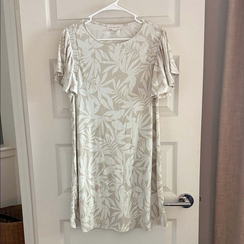 Lou & Grey Ivory Leaf Print Mini Dress